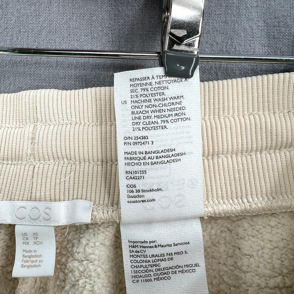 COS Sweat Shorts Women XS Cream Casual Fleece Raw Hem Casual Athleisure Lounge - Picture 10 of 15